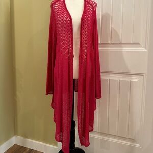 Hot Pink Open Front Duster Cardigan Sweater Size 22 - 24